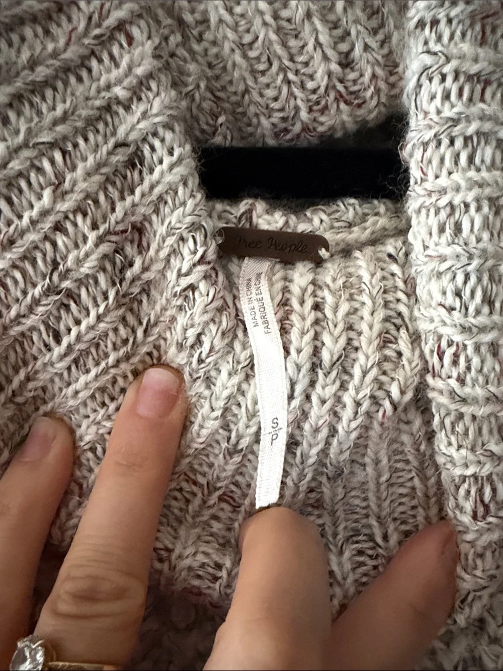 Free People Neutral Cream Marled Cowl Neck Sweater